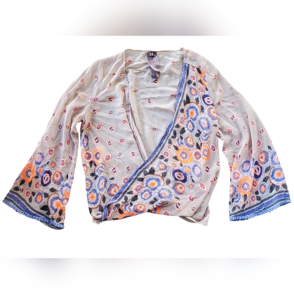🌙HP🌙Moon Collection Sheer Floral Boho Blouse  Large - Picture 2 of 13